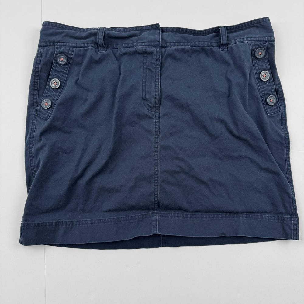Vineyard Vines Skirt Womens 14 Navy Blue Chino Stretch Side Button Whale Logo